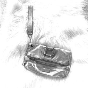 Jimmy Choo distressed silver leather purse